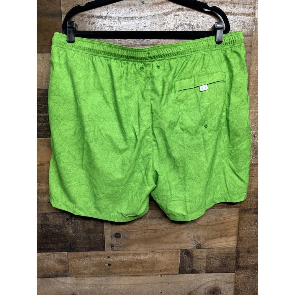 Tommy‎ Bahama Mens XXL Lime Green Palm Leaf Jacquard Swim Trunks 5.5 Inch Inseam